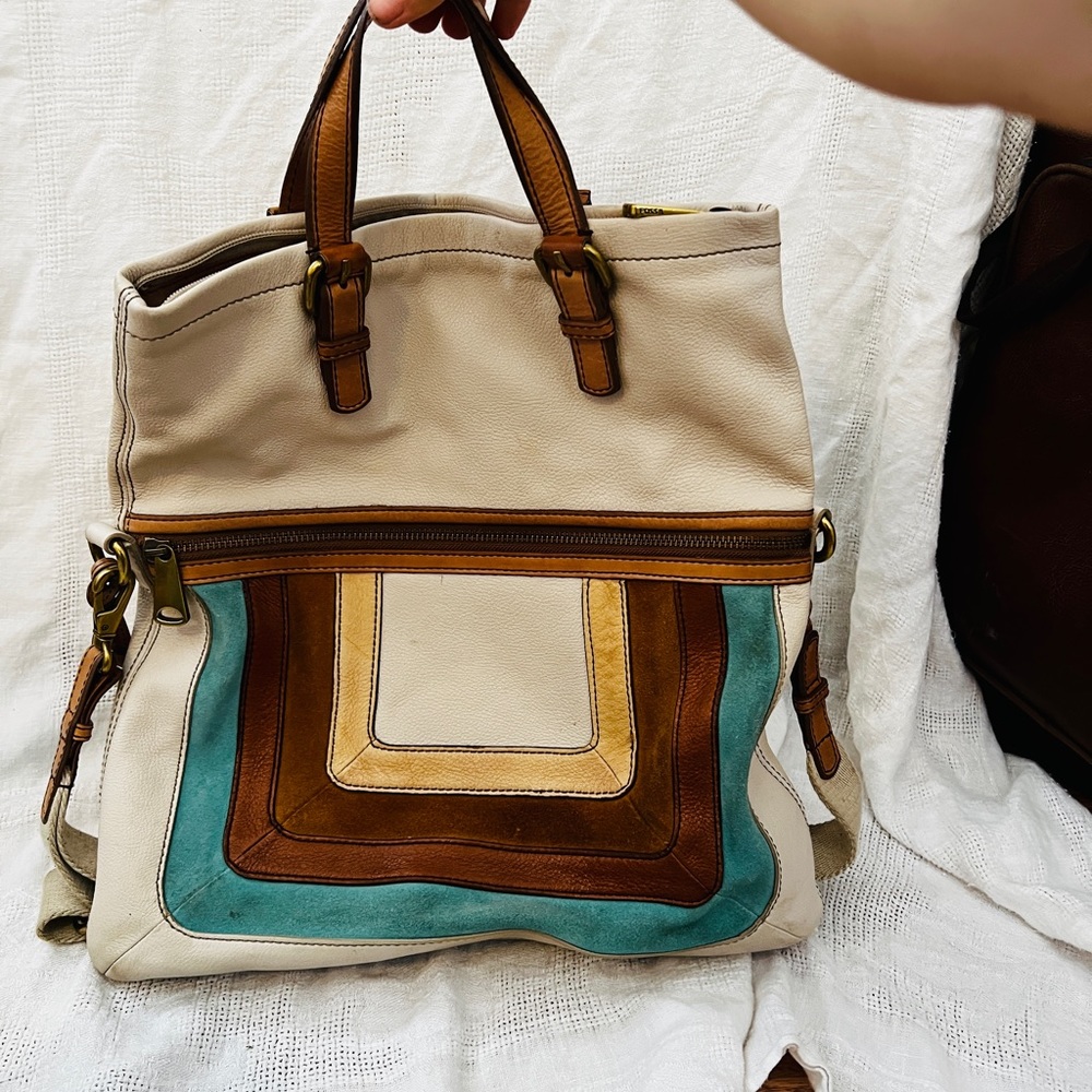 Large leather fossil bag
